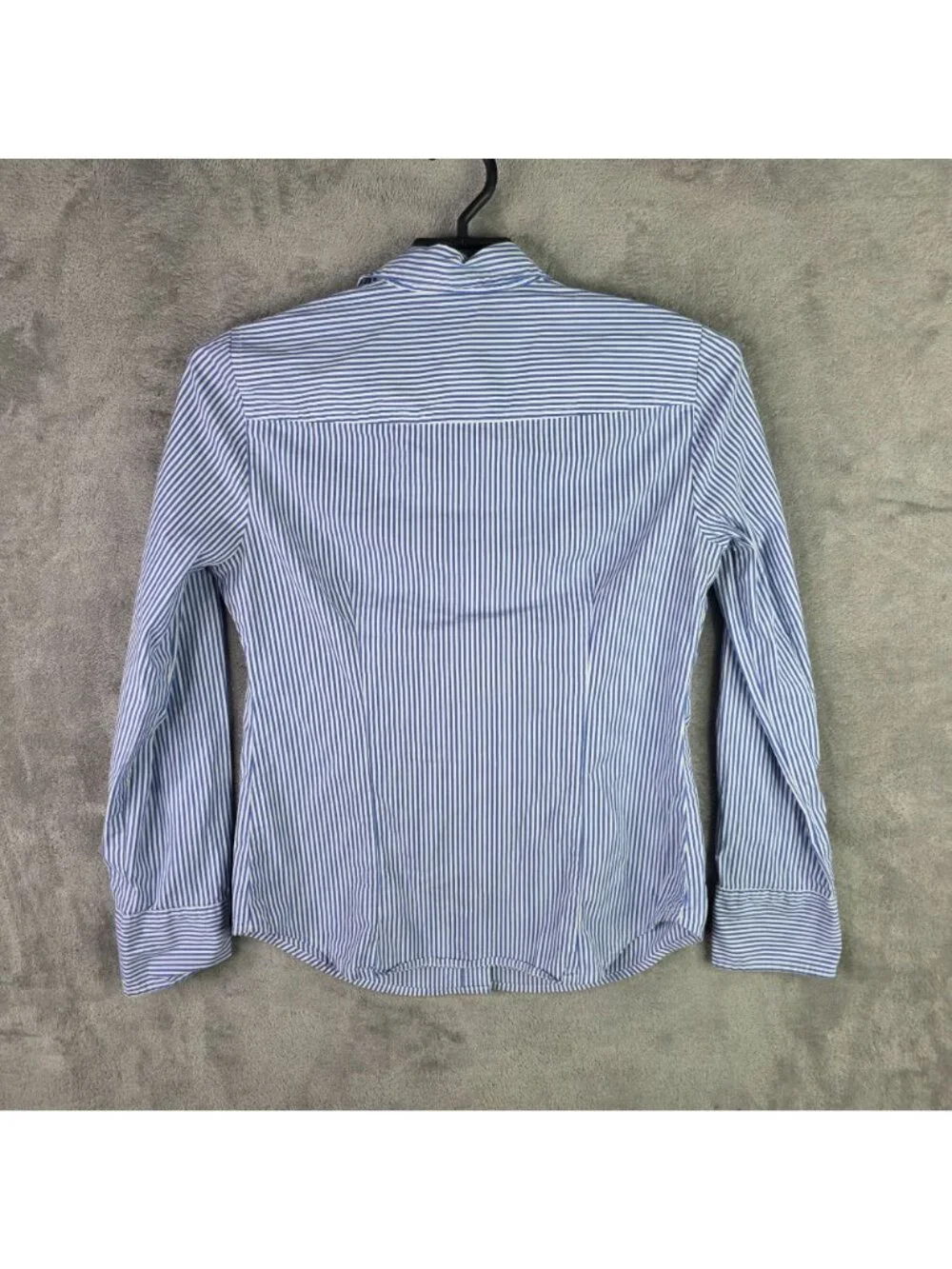 Womens J. Crew Blue & White Striped Slim Fit Button Up Shirt Cotton Blend Size 8